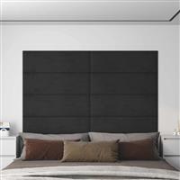 vidaXL Wandhoofdbord 12 pcs Zwart 90 x 30 cm Fluweel