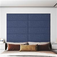 vidaXL Wandhoofdbord 12 pcs Blauw 90 x 30 cm Stof