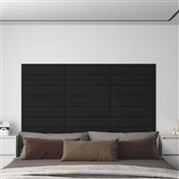 vidaXL Wandhoofdbord 12 pcs Zwart 60 x 15 cm Stof