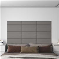 vidaXL Wandhoofdbord 12 pcs Lichtgrijs 60 x 15 cm Stof