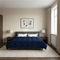 vidaXL Vol jaar dekbed Gekwilt Donkerblauw 240 x 260 cm Microfiber