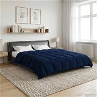vidaXL Vol jaar dekbed Gekwilt Donkerblauw 220 x 260 cm Microfiber