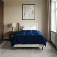 vidaXL Vol jaar dekbed Gekwilt Donkerblauw 155 x 220 cm Microfiber