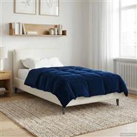 vidaXL Vol jaar dekbed Gekwilt Donkerblauw 140 x 220 cm Microfiber