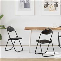 vidaXL Inklapbare stoel 2 pcs Zwart 48 x 43,5 x 81 cm Nep Leer