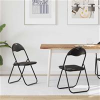 vidaXL Inklapbare stoel 2 pcs Zwart 48 x 43,5 x 81 cm Nep Leer