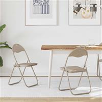 vidaXL Inklapbare stoel 2 pcs Zand 48 x 43,5 x 81 cm Nep Leer