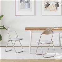 vidaXL Inklapbare stoel 2 pcs Wit en Grijs 48 x 43,5 x 81 cm Nep Leer