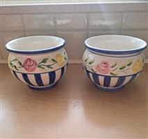 2 Handgeschilderde Portugese Bloempotten
