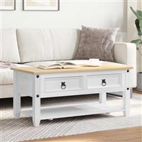 vidaXL Salontafel met lade Wit 100 x 48 x 45 cm Massief grenenhout