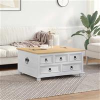 vidaXL storage box met lade Wit 90 x 78 x 45 cm Massief grenenhout