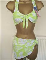 Mooie 3-Delige Bikini in Pistache en Wit