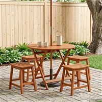 vidaXL Vouw Tuintafel Bruin Ø 90 x 75 cm Massief Eucalyptushout