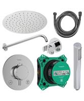 Regendouche Inbouw Hansgrohe Ecostat Wanduitloop met Handdouche en Hoofddouche 20 cm Thermostaat Ron