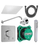 Regendouche Inbouw Hansgrohe Ecostat Wanduitloop met Handdouche en Hoofddouche 30 cm Thermostaat Vie