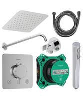 Regendouche Inbouw Hansgrohe Ecostat Wanduitloop met Handdouche en Hoofddouche 20 cm Thermostaat Vie