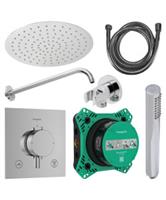 Regendouche Inbouw Hansgrohe Ecostat Wanduitloop met Handdouche en Hoofddouche 20 cm Thermostaat Vie