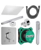 Regendouche Inbouw Hansgrohe Ecostat Plafonduitloop met Handdouche en Hoofddouche 30 cm Thermostaat 