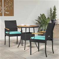 vidaXL Tuinstoelen 2 pcs Zwart en Turquoise Poly rattan en acacia