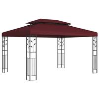 vidaXL Prieel 3,97 x 2,96 x 2,68 m Wijnrood Polyester en staal