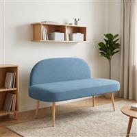 vidaXL Beklede bank met rugleuning Blauw 110 x 60 x 76 cm Katoen Stof