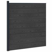 vidaXL Hekpaneel WPC en Aluminium Zwart