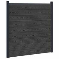 vidaXL Hekpaneel WPC en Aluminium Zwart