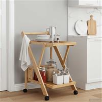 vidaXL Keukentrolley met Wielen Licht Bruin 65 x 40,5 x 76,5 cm Bamboe