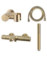 Badset Wiesbaden Caral Thermostatisch Doucheslang Staafhanddouche Geborsteld Messing Goud