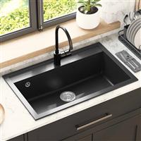 vidaXL Wasbak Zwart 795 x 505 mm Graniet