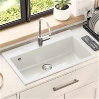 vidaXL Wasbak Wit 795 x 505 mm Graniet