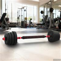 vidaXL 2-in-1 Halter-Barbell Set 30 kg Zwart en Rood