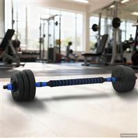 vidaXL 2-in-1 Halter-Barbell Set 20 kg Zwart en Blauw