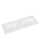 Wastafel Bajo Dubbel Met 2 Kraangaten 120x46x1,8cm Keramiek Mat Wit