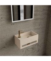 Fonteinset BWS Solid Surface Met Handdoekhouder Links Mat Beige Goud