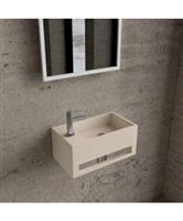 Fonteinset BWS Solid Surface Met Handdoekhouder Links Mat Beige Chroom