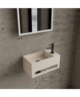 Fonteinset BWS Solid Surface Met Handdoekhouder Rechts Mat Beige Gunmetal