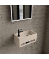 Fonteinset BWS Solid Surface Met Handdoekhouder Links Mat Beige Mat Zwart