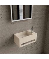 Fonteinset BWS Solid Surface Met Handdoekhouder Rechts Mat Beige Chroom