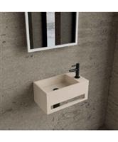 Fonteinset BWS Solid Surface Met Handdoekhouder Rechts Mat Beige Mat Zwart