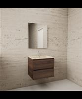 ACTIE BWS Badmeubel | Paris | Sonoma Choco 60 cm | Beige Zand Wastafel | 1 Kraangat