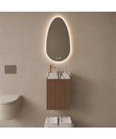 BWS Riga Donker Eiken Japandi Toiletmeubel Met Fontein 40x50x22 cm – Calacatta Viola