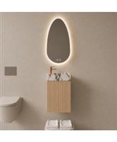 BWS Riga Licht Eiken Japandi Toiletmeubel Met Fontein 40x50x22 cm – Calacatta Viola