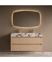 BWS Riga Badmeubelset Met Wastafel 120 cm Licht EIken Japandi - Calacatta Viola