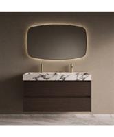 BWS Riga Badmeubelset Met Wastafel 120 cm Bruin EIken - Calacatta Viola