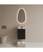 BWS Riga Mat Zwart Toiletmeubel Met Fontein 40x50x22 cm – Calacatta Viola