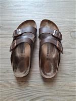 Birkenstock Arizona Slippers in Bruin Leder - 43