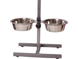 H-Staander met inox eetkommen 24cm 