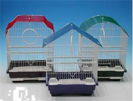 Vogelkooi wit+bodem blauw-groen-rood