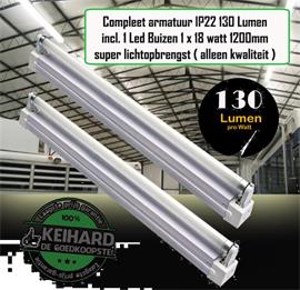 LED BUIS T8 COMPLEET MET ARMATUUR 120CM-18W-ALU